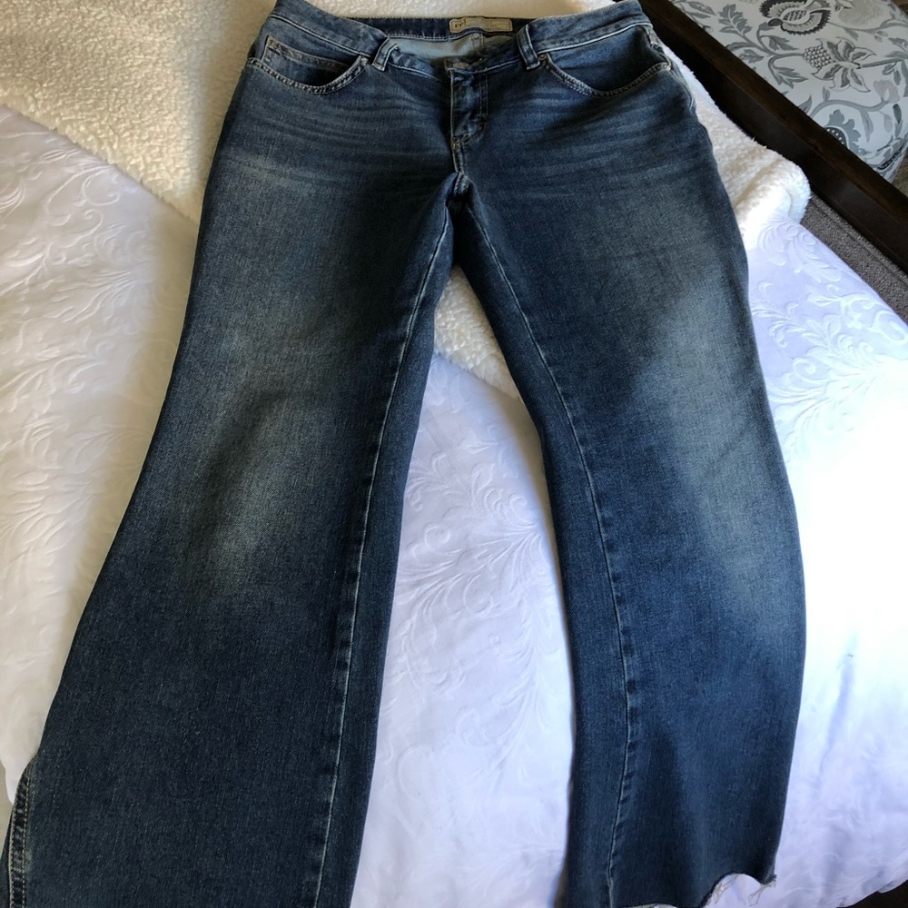 Free People Flare Frayed Hem Jeans